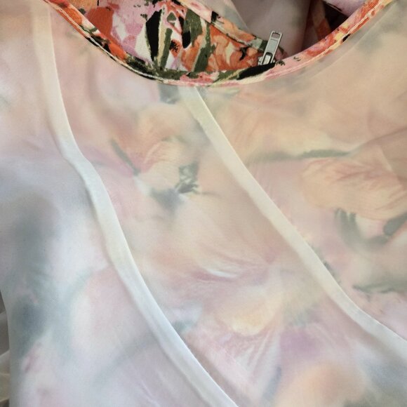 Laura Plus Pink & White Floral Print Fit & Flare Dress w/ Cut-out Neckline | 20W - Picture 8 of 8